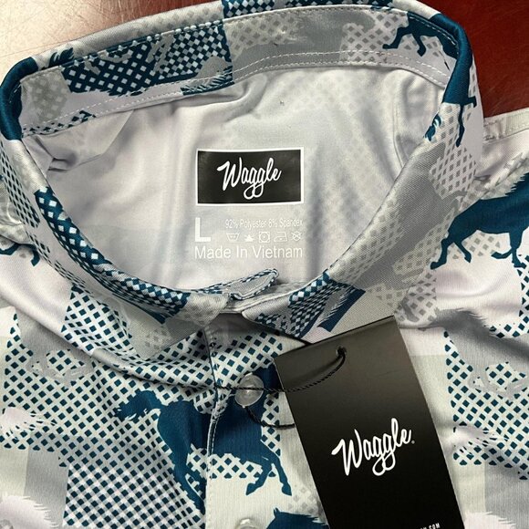 NWTs Mens Waggle Western Horses All-Over Print Golf Performance Polo (Large) - Picture 3 of 7